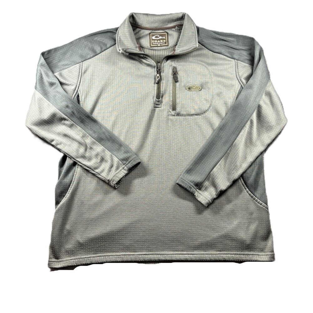 Drake Waterfowl Men Quarter Zip Long Sleeve Pullover Outdoors Hunting Green XL